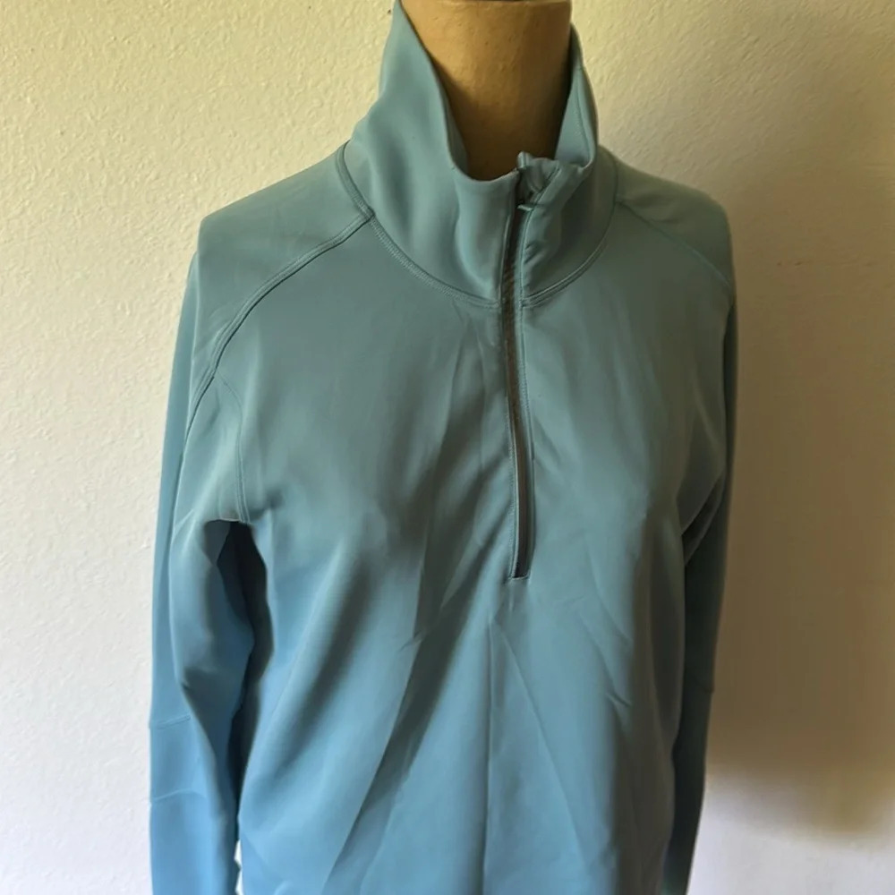 Lululemon sz M Run To Reset 1/2 zip in Aqua smoke great pre owned condition - Picture 11 of 16